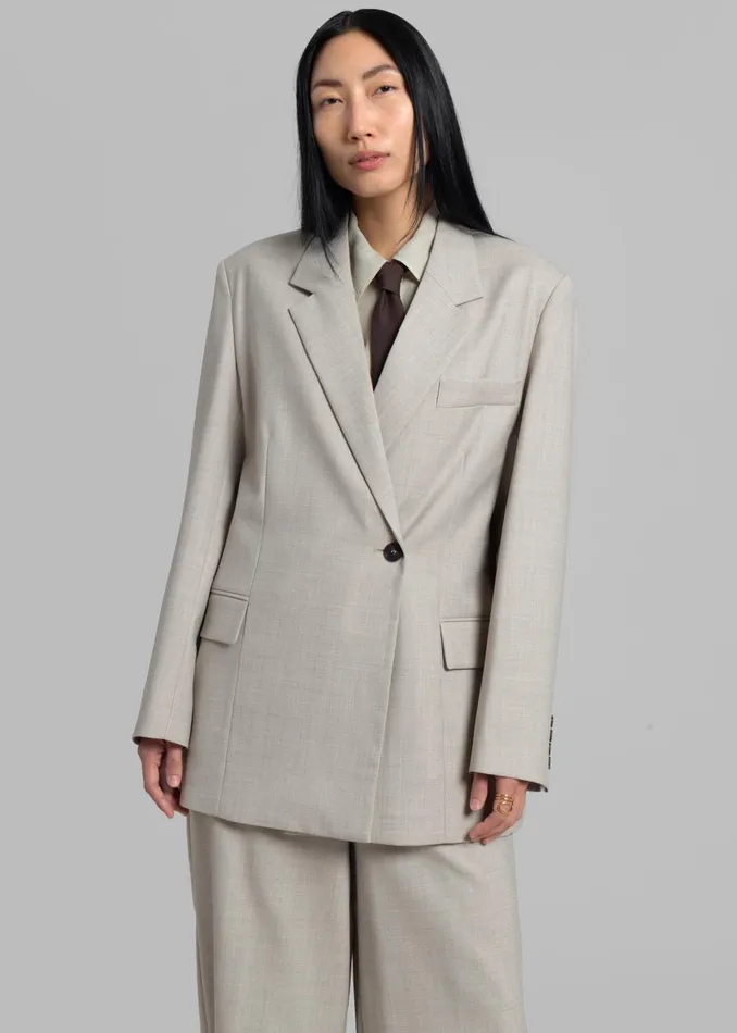 Women Tessa Wool Blazer 8211 Beige The Frankie Shop Outerwear