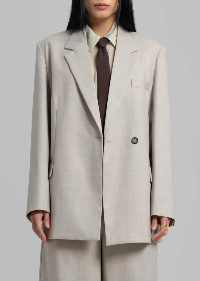Women Tessa Wool Blazer 8211 Beige The Frankie Shop Outerwear