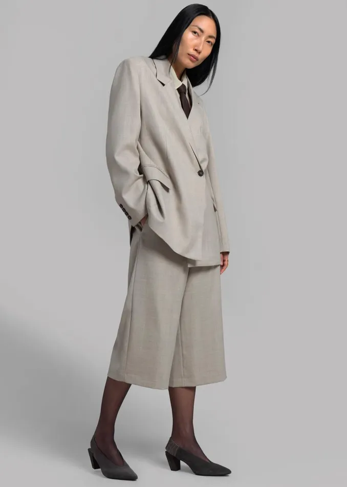 Women Tessa Wool Blazer 8211 Beige The Frankie Shop Outerwear