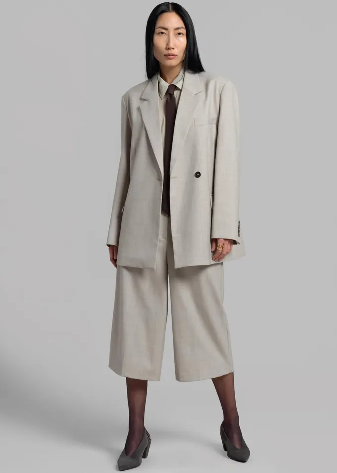 Women Tessa Wool Blazer 8211 Beige The Frankie Shop Outerwear