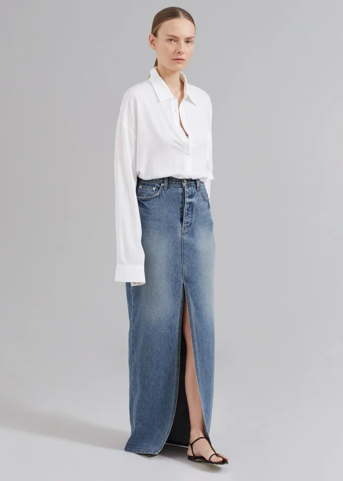 Women Texas Denim Pencil Skirt 8211 Medium Wash The Frankie Shop Bottoms