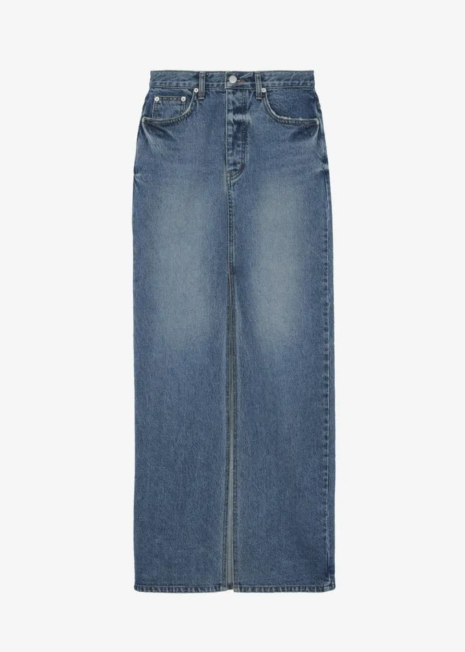 Women Texas Denim Pencil Skirt 8211 Medium Wash The Frankie Shop Bottoms