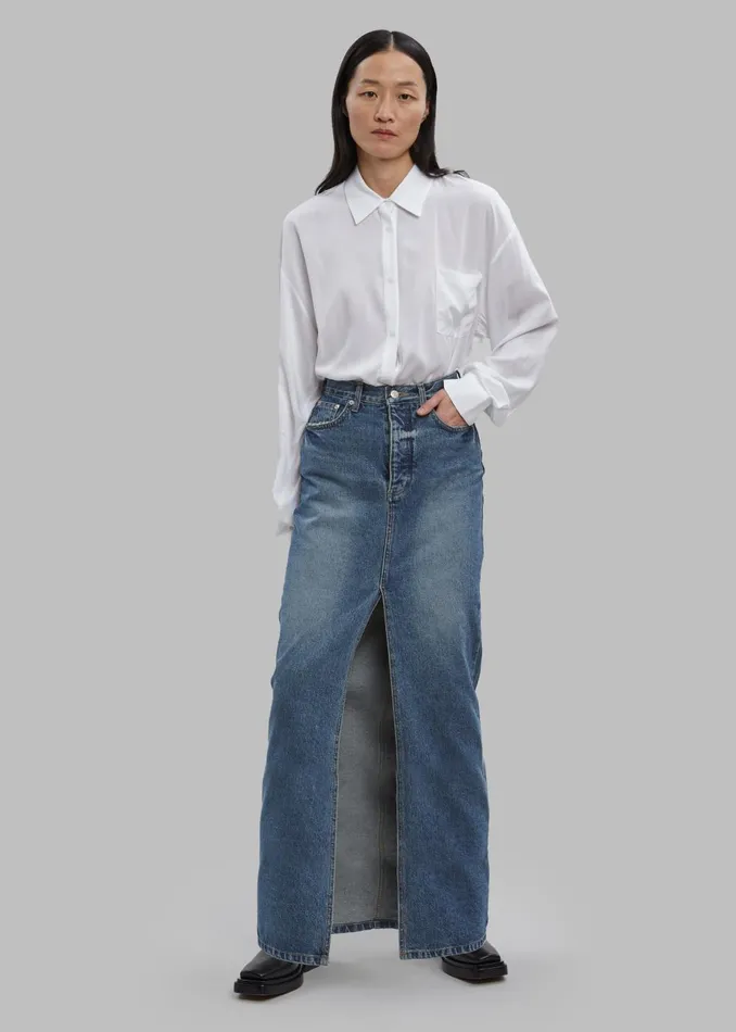 Women Texas Denim Pencil Skirt 8211 Medium Wash The Frankie Shop Bottoms