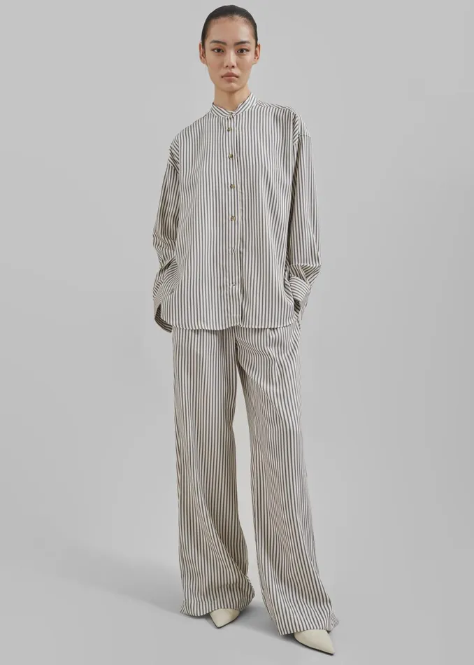 Women The Garment Vence Shirt 8211 CreamGrey Stripe The Frankie Shop Tops