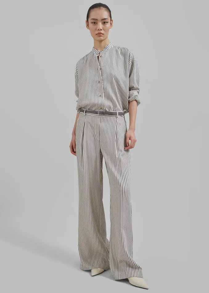 Women The Garment Vence Shirt 8211 CreamGrey Stripe The Frankie Shop Tops