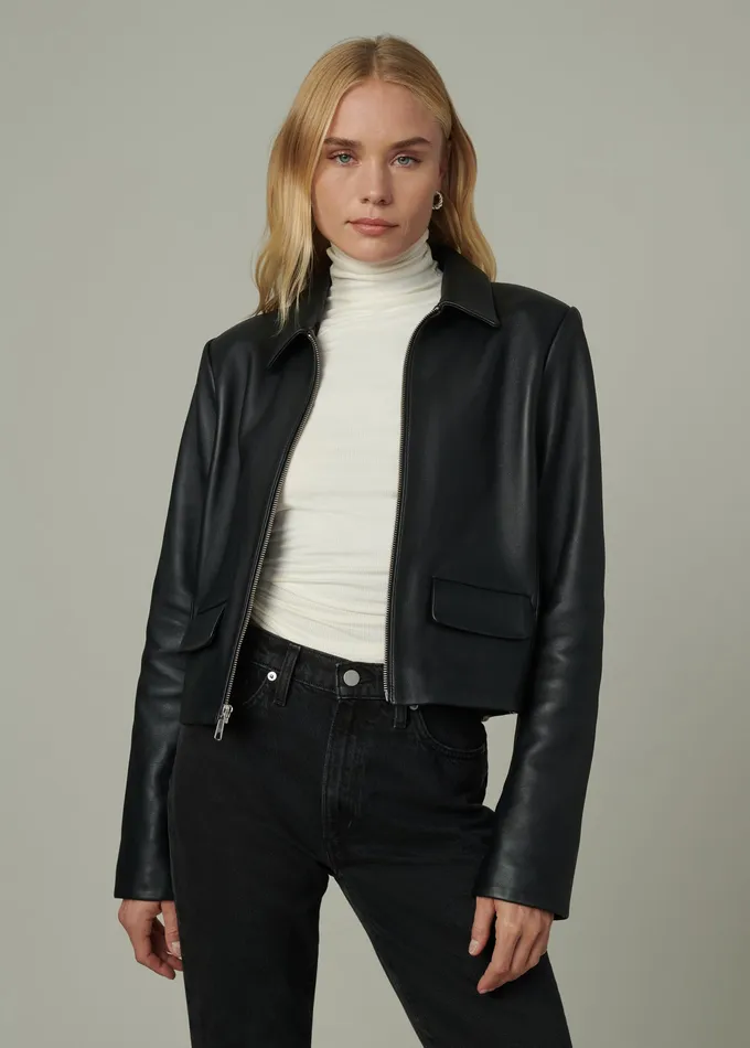 Women THE MAREN LEATHER JACKET Black Jackets Outerwear Joe8217s Jeans