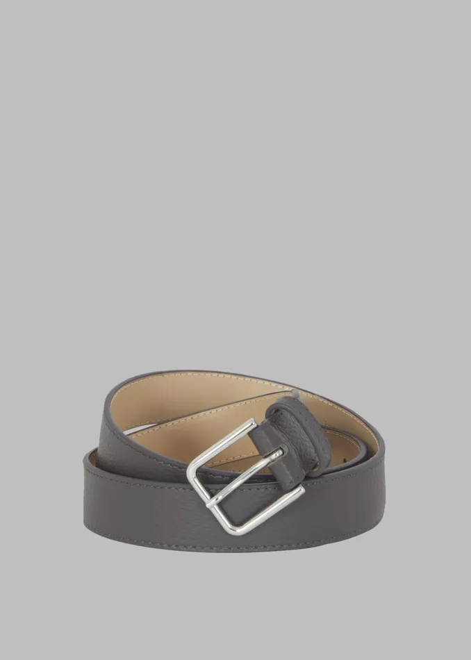 Women Toni Pebbled Leather Belt 8211 Grey The Frankie Shop