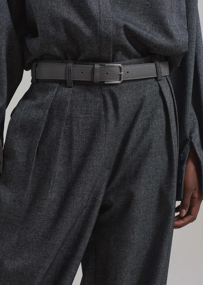 Women Toni Pebbled Leather Belt 8211 Grey The Frankie Shop