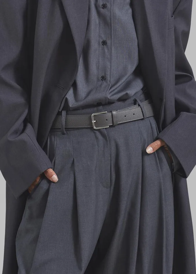 Women Toni Pebbled Leather Belt 8211 Grey The Frankie Shop