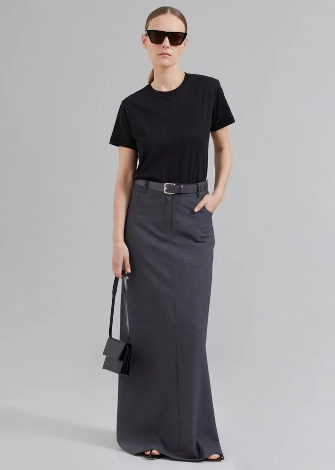 Women Toni Pebbled Leather Belt 8211 Grey The Frankie Shop