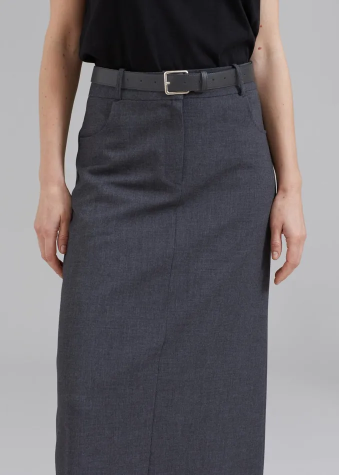 Women Toni Pebbled Leather Belt 8211 Grey The Frankie Shop