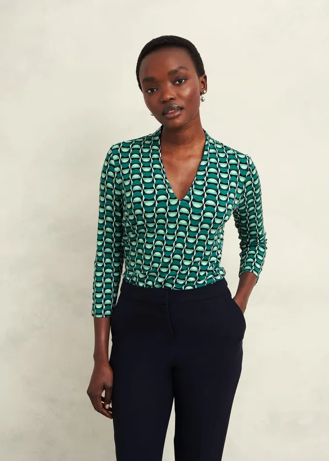 Women Tops Hobbs Aimee Printed Top Agate Green