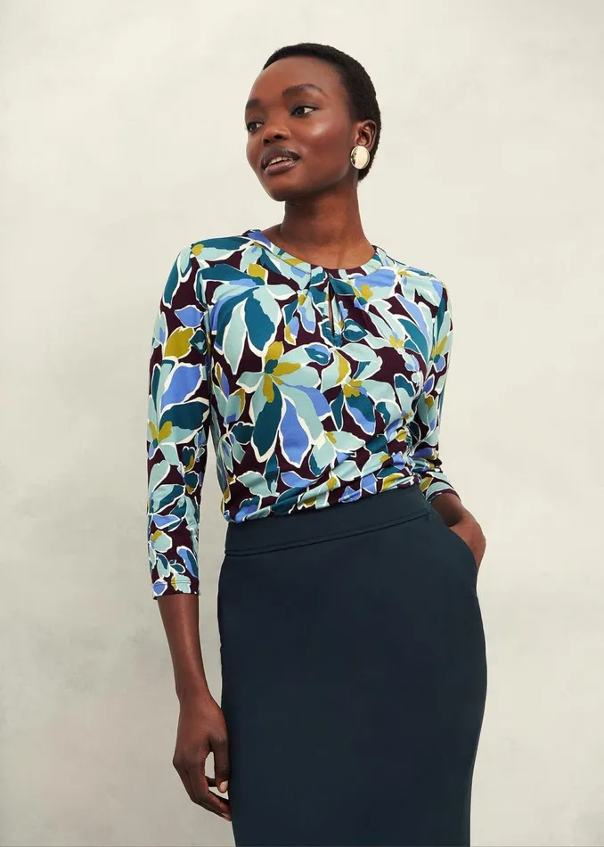 Women Tops Hobbs Julia Printed Top Malbec Multi