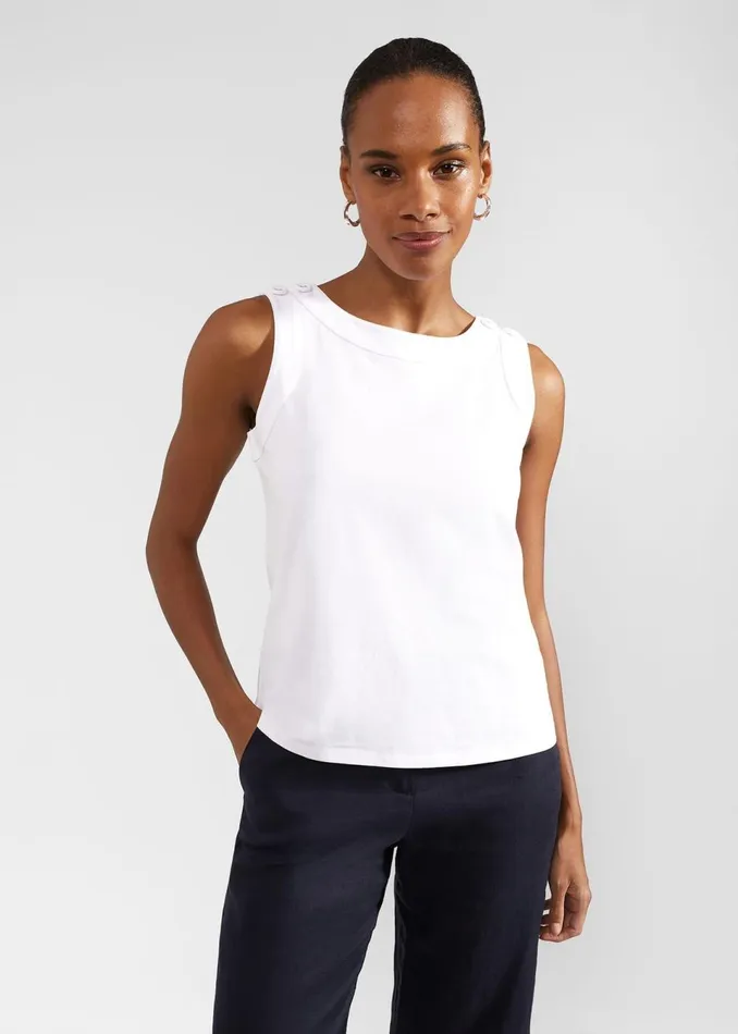 Women Tops Hobbs Maddy Cotton Top White