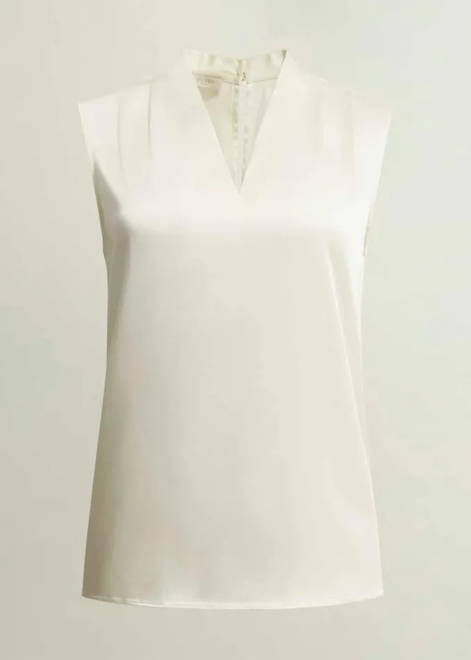 Women Tops Hobbs Nina Satin Blouse Ivory