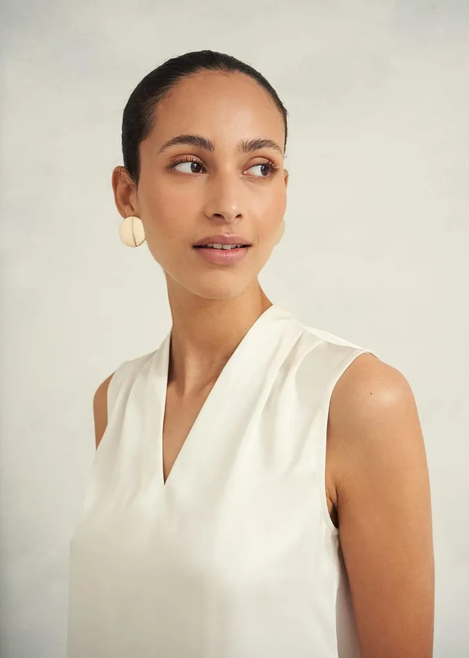 Women Tops Hobbs Nina Satin Blouse Ivory