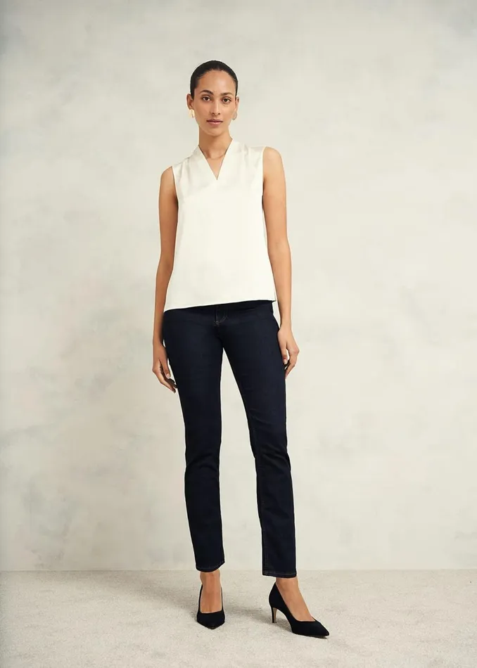 Women Tops Hobbs Nina Satin Blouse Ivory