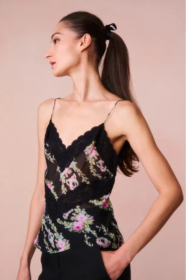 Women Tops LoveShackFancy Brimsley Floral LaceTrimmed Top Black Coffee