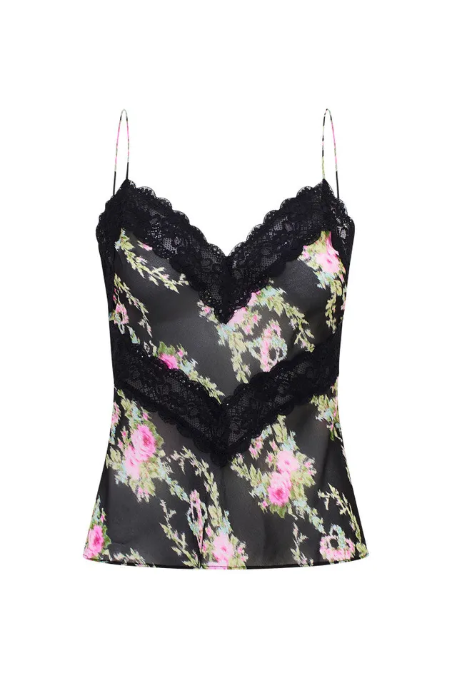 Women Tops LoveShackFancy Brimsley Floral LaceTrimmed Top Black Coffee