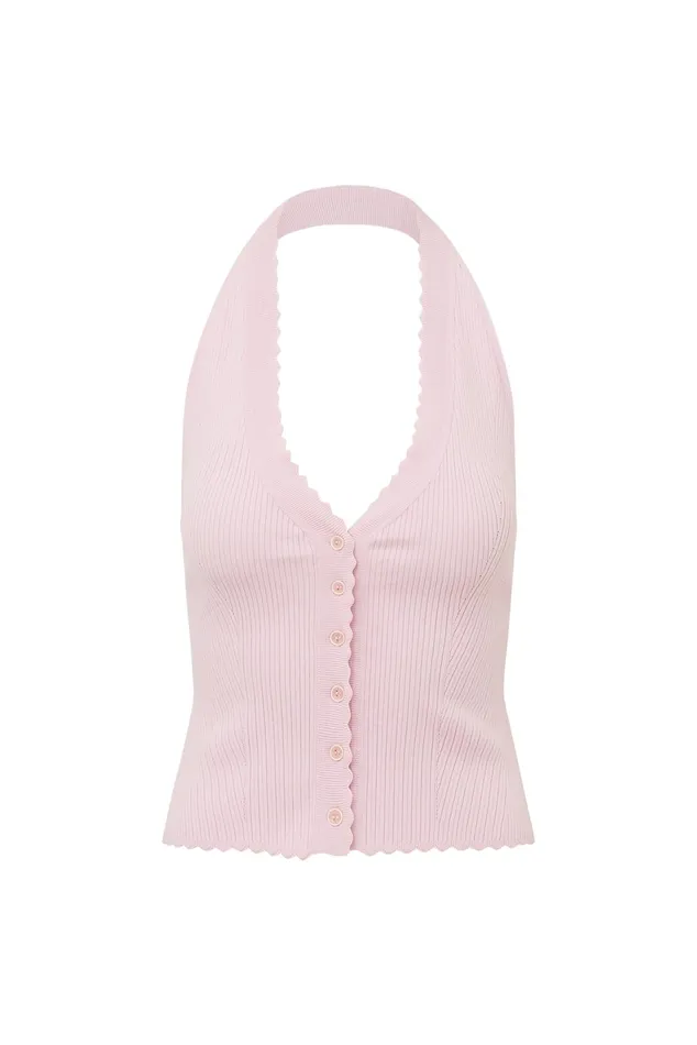 Women Tops LoveShackFancy Eterna Halter Knit Top Cherry Blossom