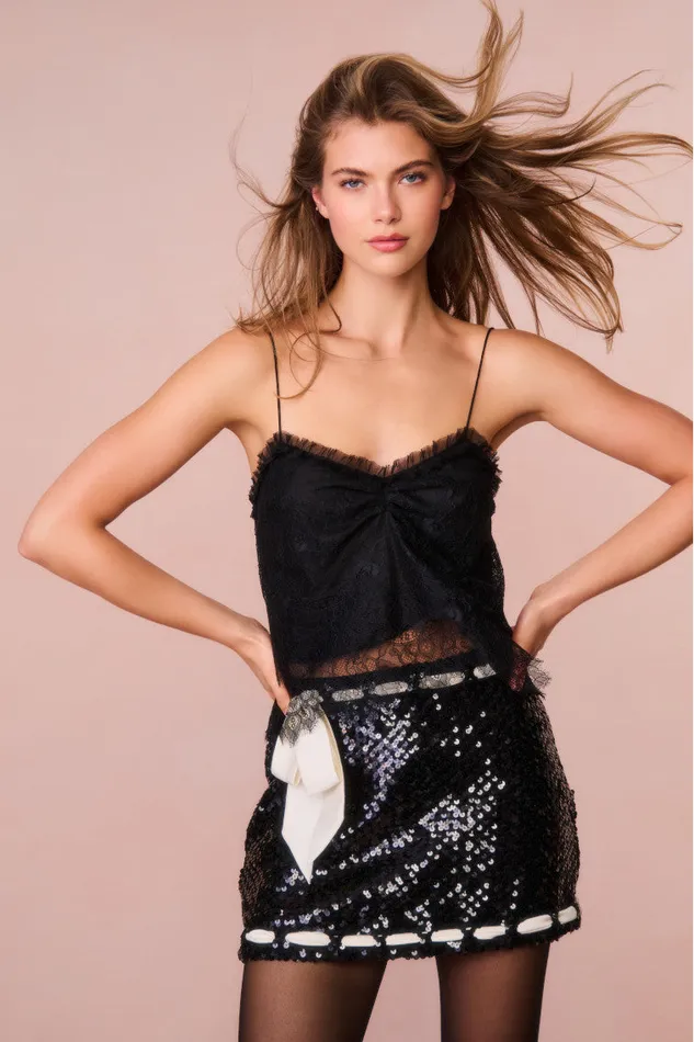 Women Tops LoveShackFancy Ferni Lace Cami Top Black