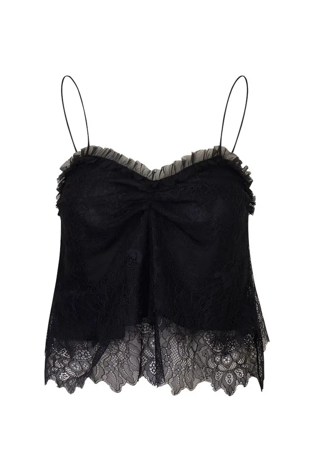 Women Tops LoveShackFancy Ferni Lace Cami Top Black