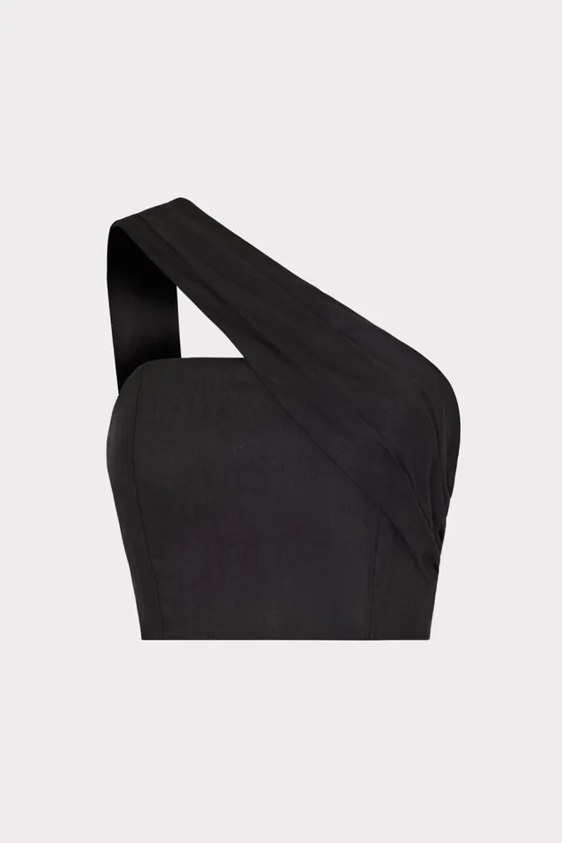 Women Tops Milly Arantza Draped One Shoulder Top Black