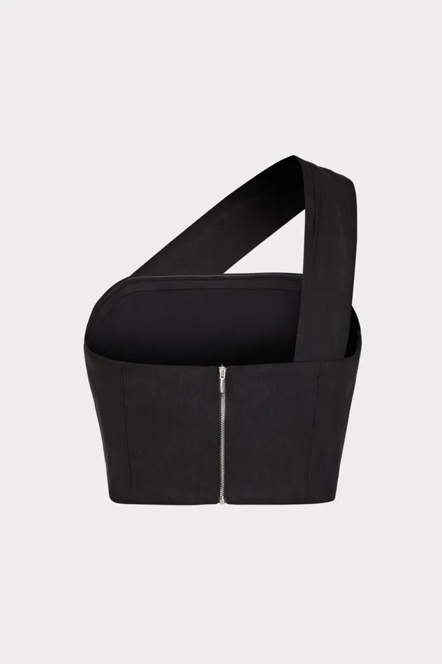 Women Tops Milly Arantza Draped One Shoulder Top Black Women Tops Milly Arantza Draped One Shoulder Top Black