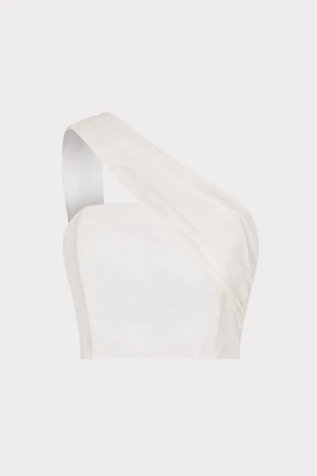 Women Tops Milly Arantza Draped One Shoulder Top White