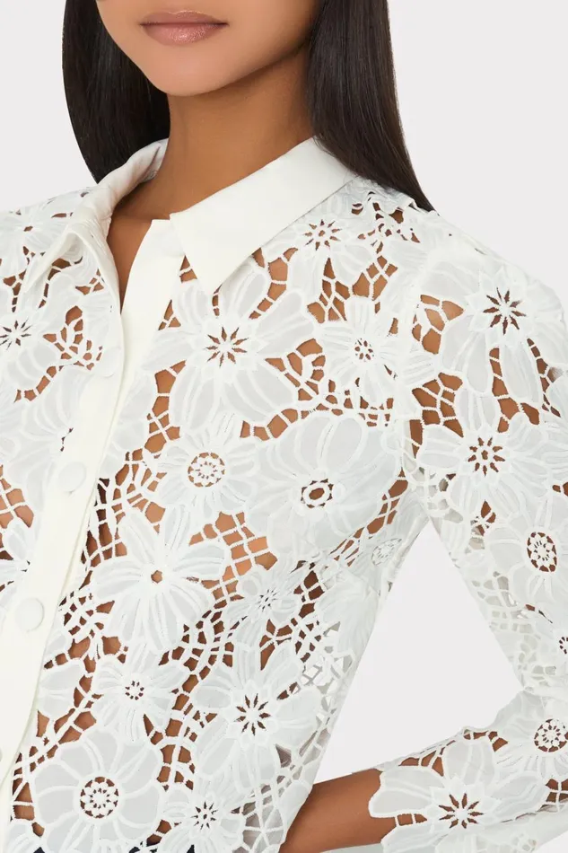 Women Tops Milly June Roja Lace Top White