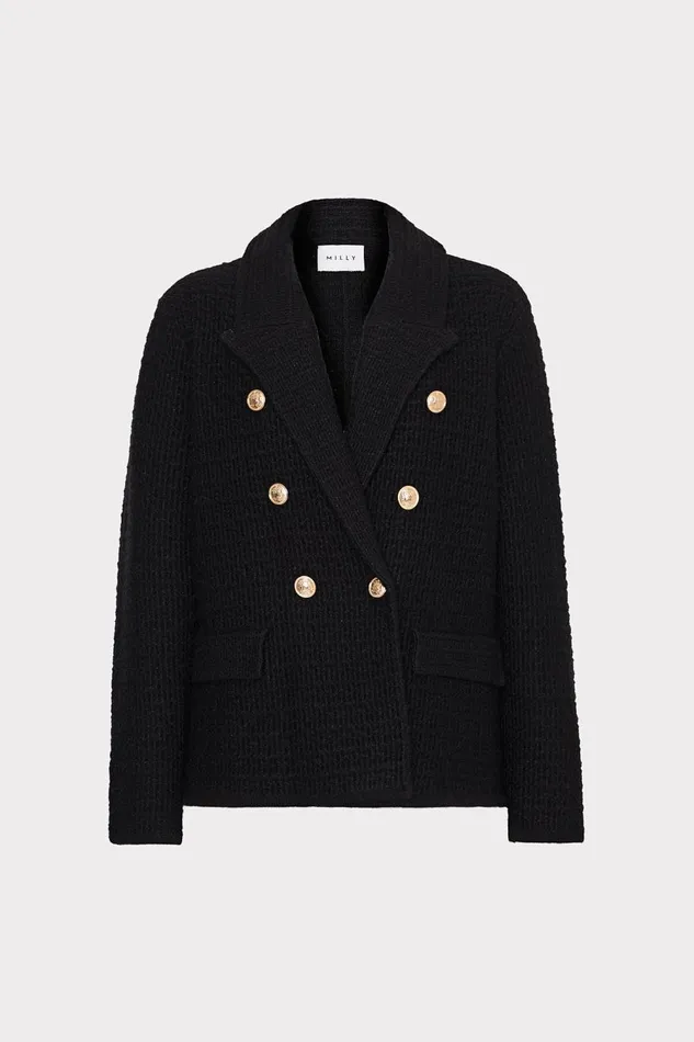 Women Tops Milly Kimmie Textured Knit Blazer Black