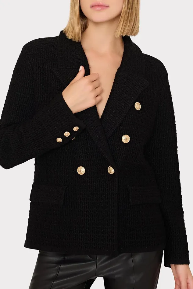 Women Tops Milly Kimmie Textured Knit Blazer Black Women Tops Milly Kimmie Textured Knit Blazer Black