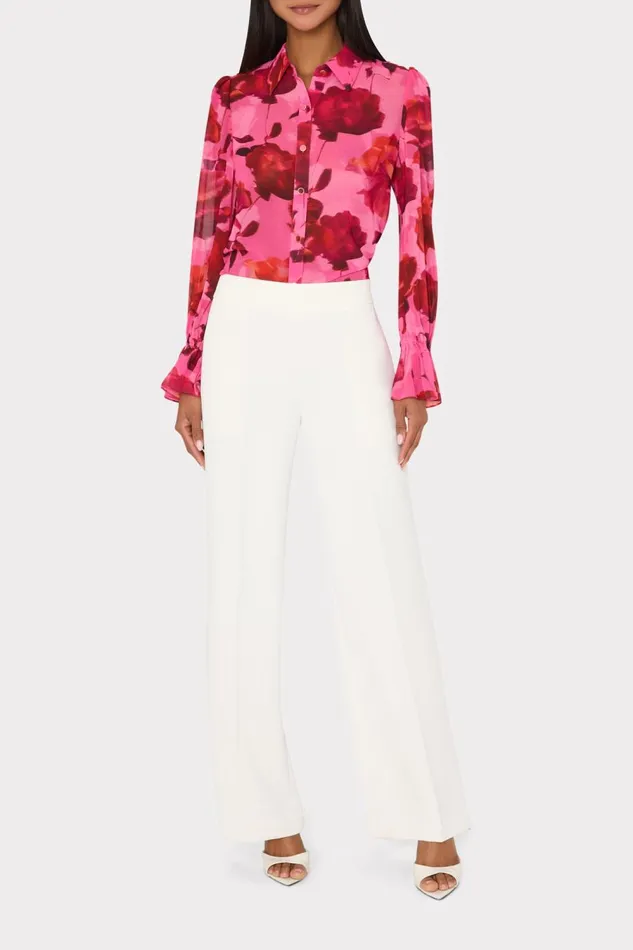 Women Tops Milly Lacey Blurred Blossom Printed Blouse Pink Multi Women Tops Milly Lacey Blurred Blossom Printed Blouse Pink Multi