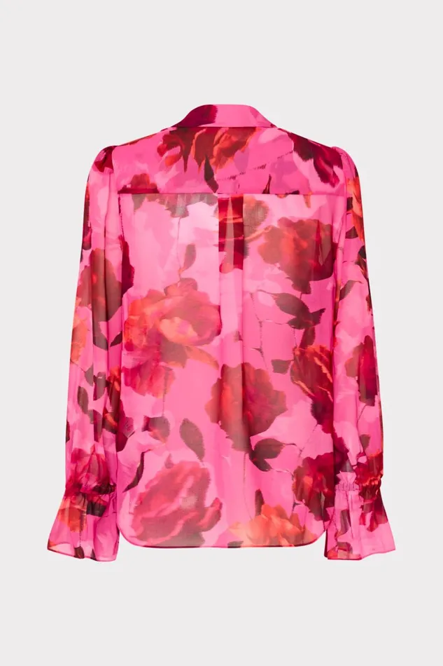 Women Tops Milly Lacey Blurred Blossom Printed Blouse Pink Multi Women Tops Milly Lacey Blurred Blossom Printed Blouse Pink Multi