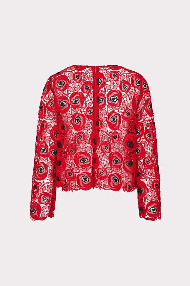 Women Tops Milly Nori Embroidered Lace Top Redblack
