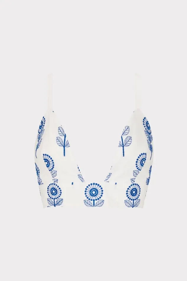 Women Tops Milly Poppy Embroidery Top Whiteblue