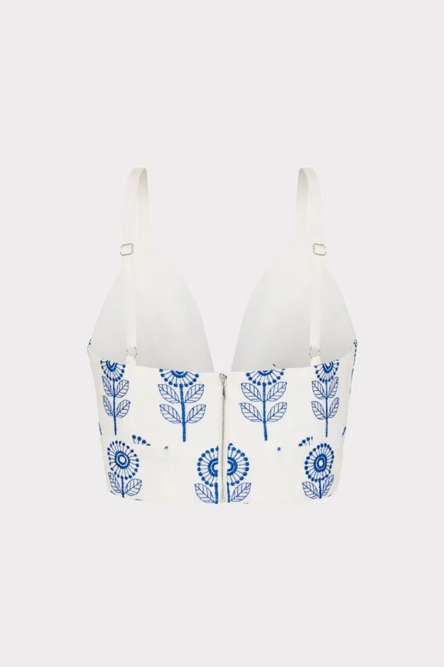 Women Tops Milly Poppy Embroidery Top Whiteblue Women Tops Milly Poppy Embroidery Top Whiteblue