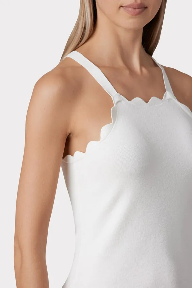 Women Tops Milly Scallop Tank Ecru Women Tops Milly Scallop Tank Ecru
