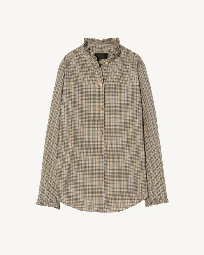 Women Tops Nili Lotan LYDIA SHIRT Honey Check