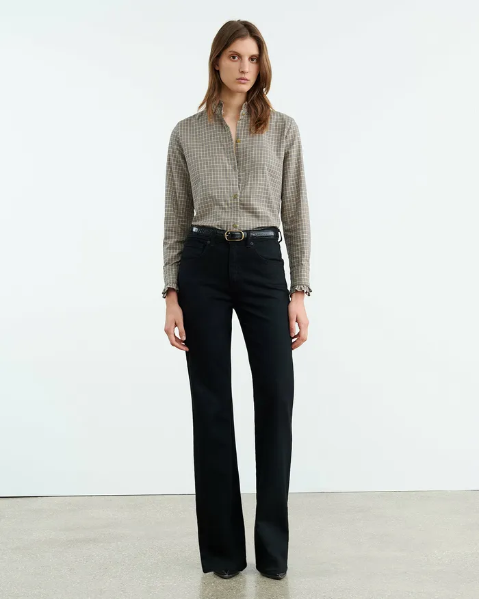 Women Tops Nili Lotan LYDIA SHIRT Honey Check