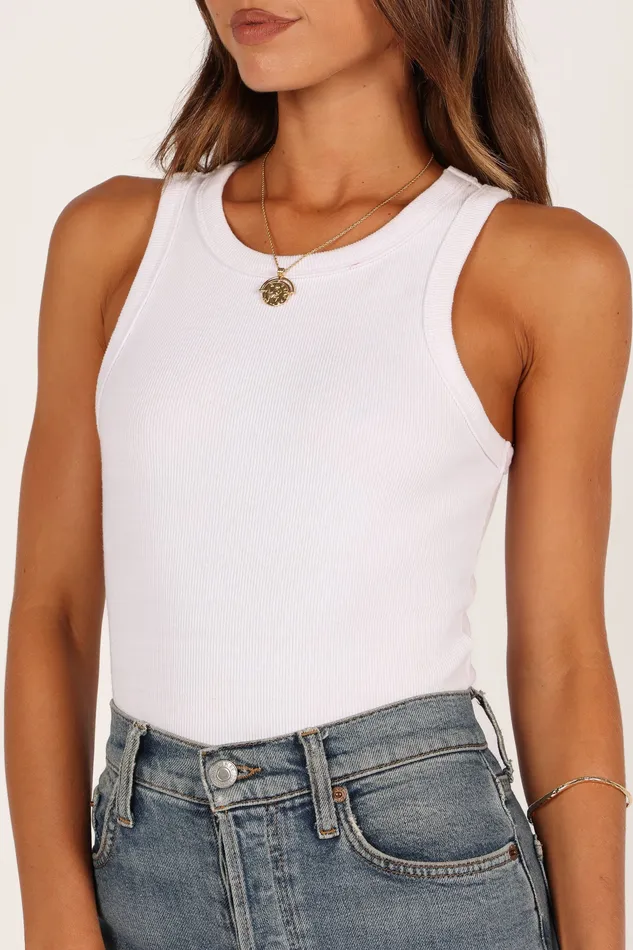 Women Tops petalandpup Ari Ribbed Tank Top 8211 White White