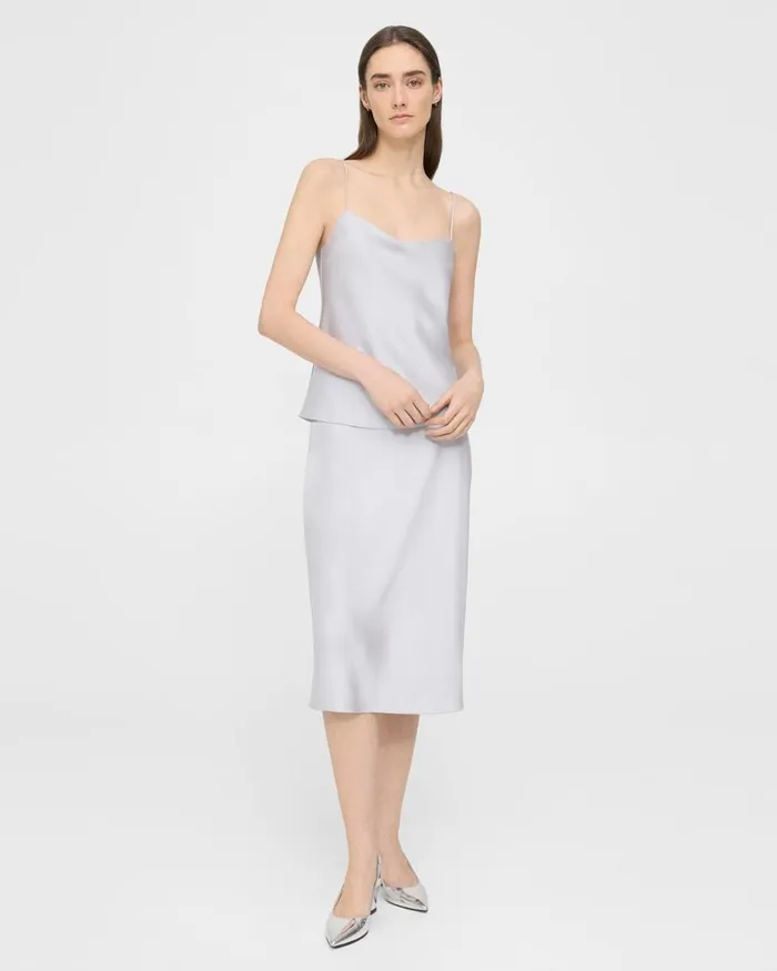 Women Tops Theory Draped Camisole In Satin Silver