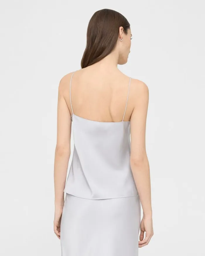 Women Tops Theory Draped Camisole In Satin Silver
