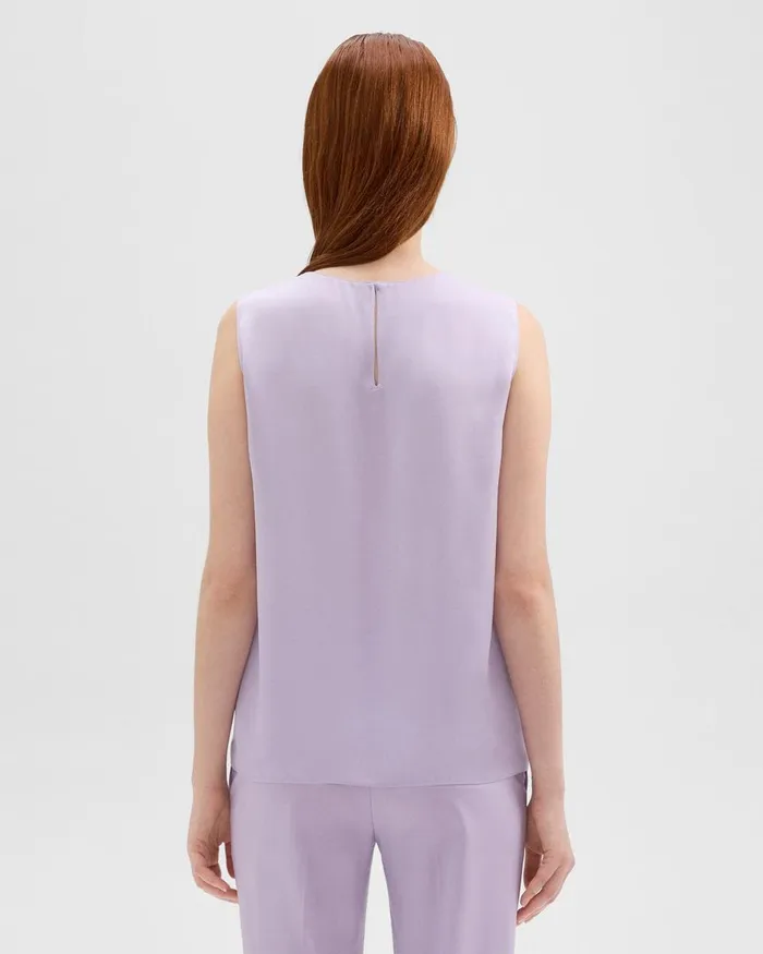 Women Tops Theory Shell Top In Silk Georgette Lilac Sky