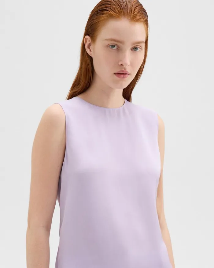 Women Tops Theory Shell Top In Silk Georgette Lilac Sky