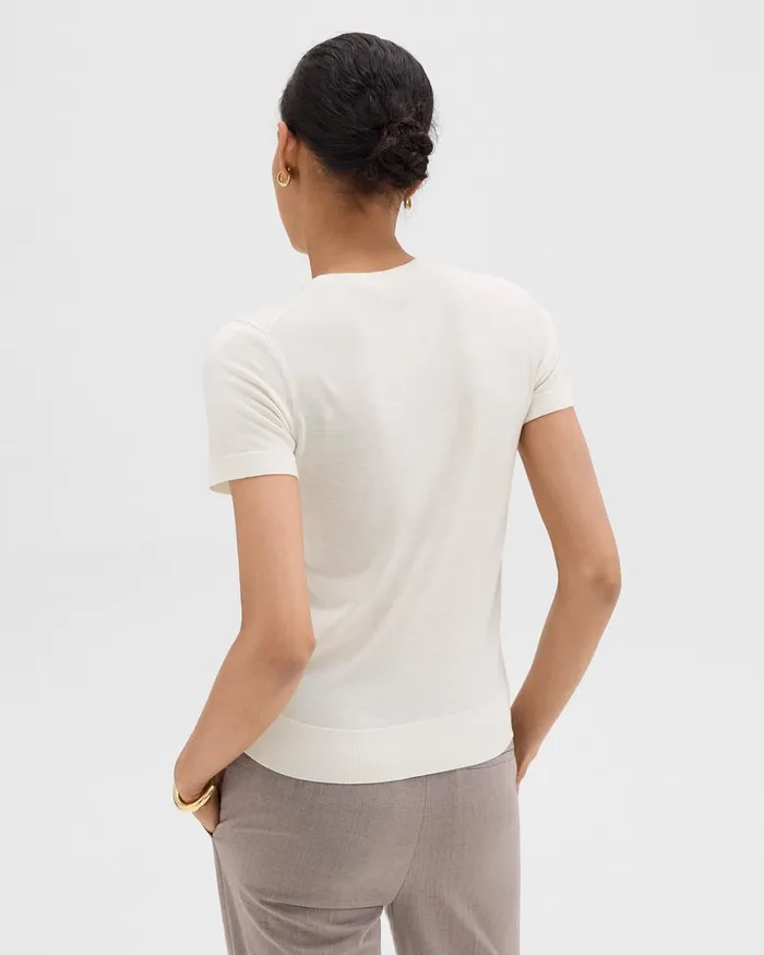Women Tops Theory Sweater Tee In Regal Wool New Ivory