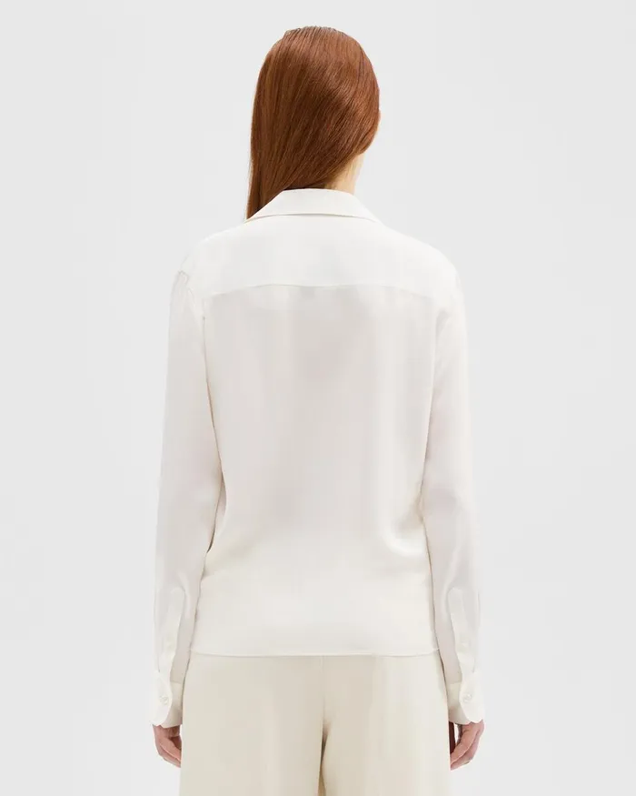 Women Tops Theory Wrap Blouse In Silk Georgette Ivory