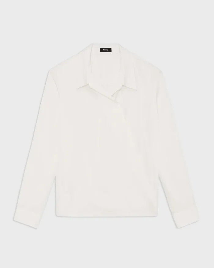 Women Tops Theory Wrap Blouse In Silk Georgette Ivory