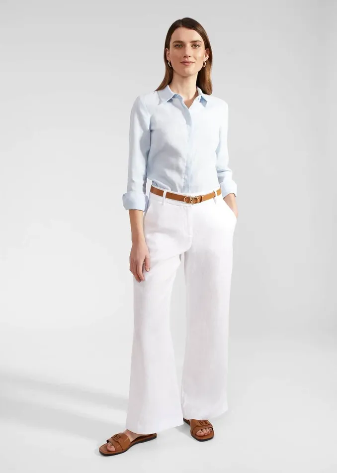 Women Trousers Hobbs Lynn Linen Trousers White