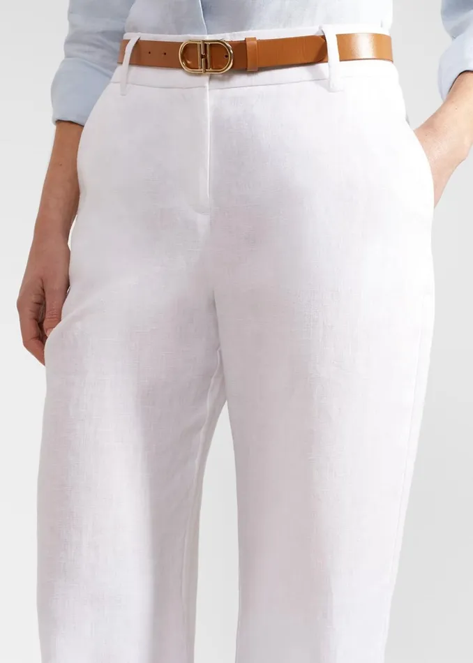 Women Trousers Hobbs Lynn Linen Trousers White